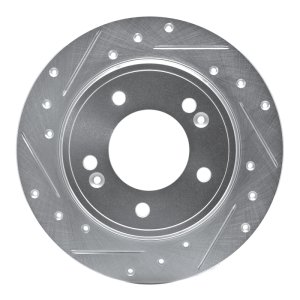 Hyundai Elantra GT Brake Rotor (1) - Rear Left - R1 Concepts - Drilled & Slotted - Silver - `17-`25